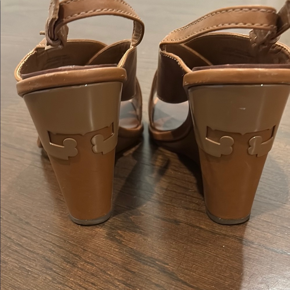 Tory Burch Brown Heels with Ankle Strap and Wedge